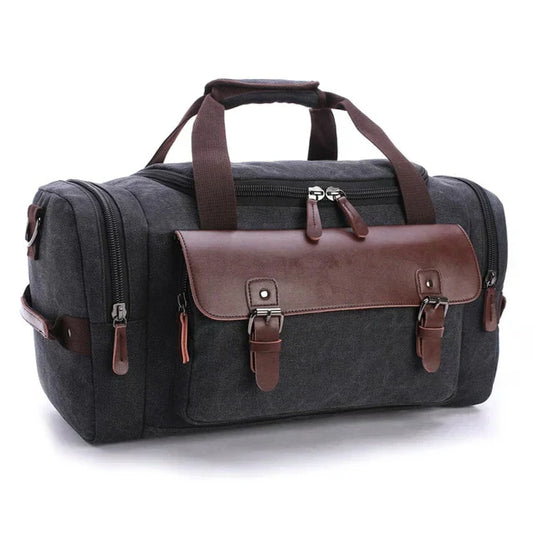 Men’s Canvas Duffel Bag | Leather Trim Travel Weekender | Carry-On Tote