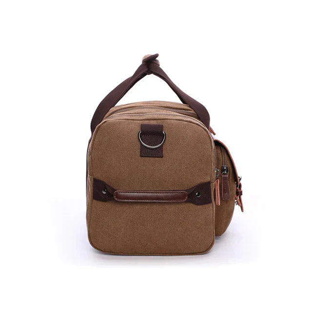 Men’s Canvas Duffel Bag | Leather Trim Travel Weekender | Carry-On Tote