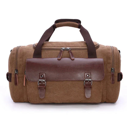 Men’s Canvas Duffel Bag | Leather Trim Travel Weekender | Carry-On Tote
