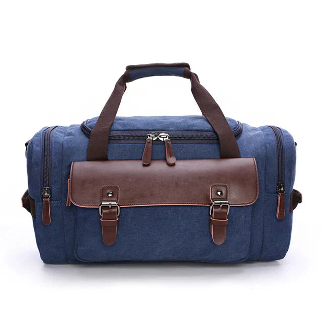 Men’s Canvas Duffel Bag | Leather Trim Travel Weekender | Carry-On Tote