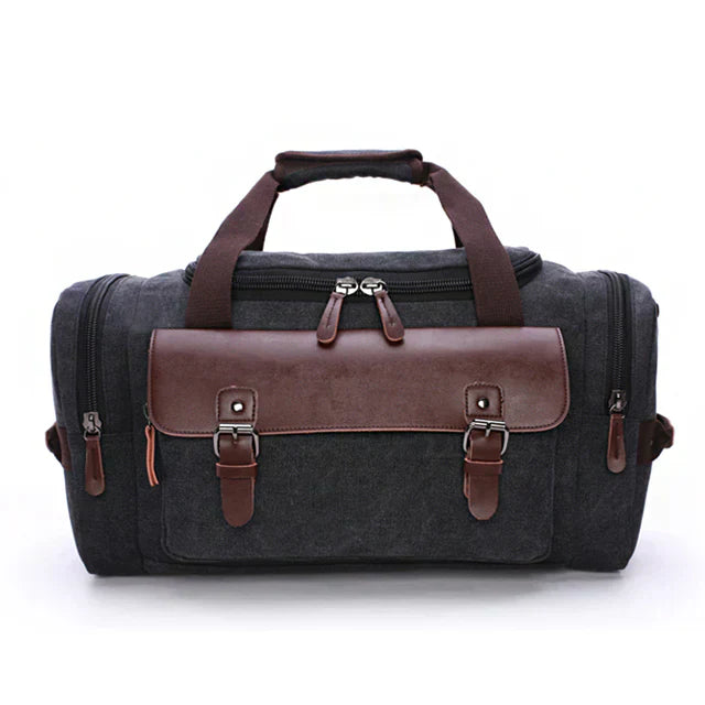 Men’s Canvas Duffel Bag | Leather Trim Travel Weekender | Carry-On Tote