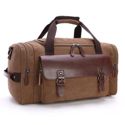 Men’s Canvas Duffel Bag | Leather Trim Travel Weekender | Carry-On Tote