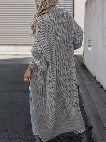 Longline Chunky Knit Cardigan | Open-Front Design | Soft Acrylic Blend | Versatile