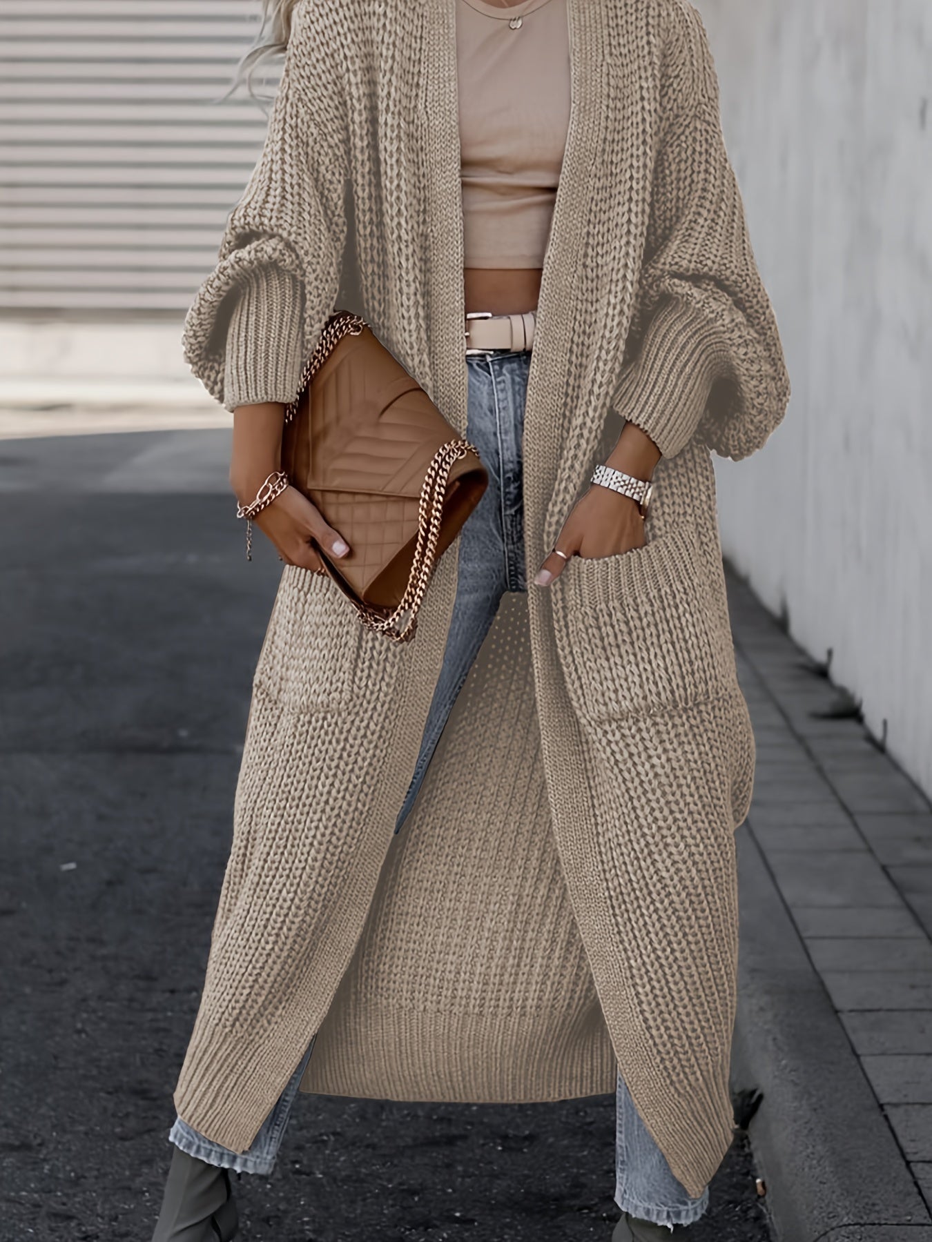 Longline Chunky Knit Cardigan | Open-Front Design | Soft Acrylic Blend | Versatile
