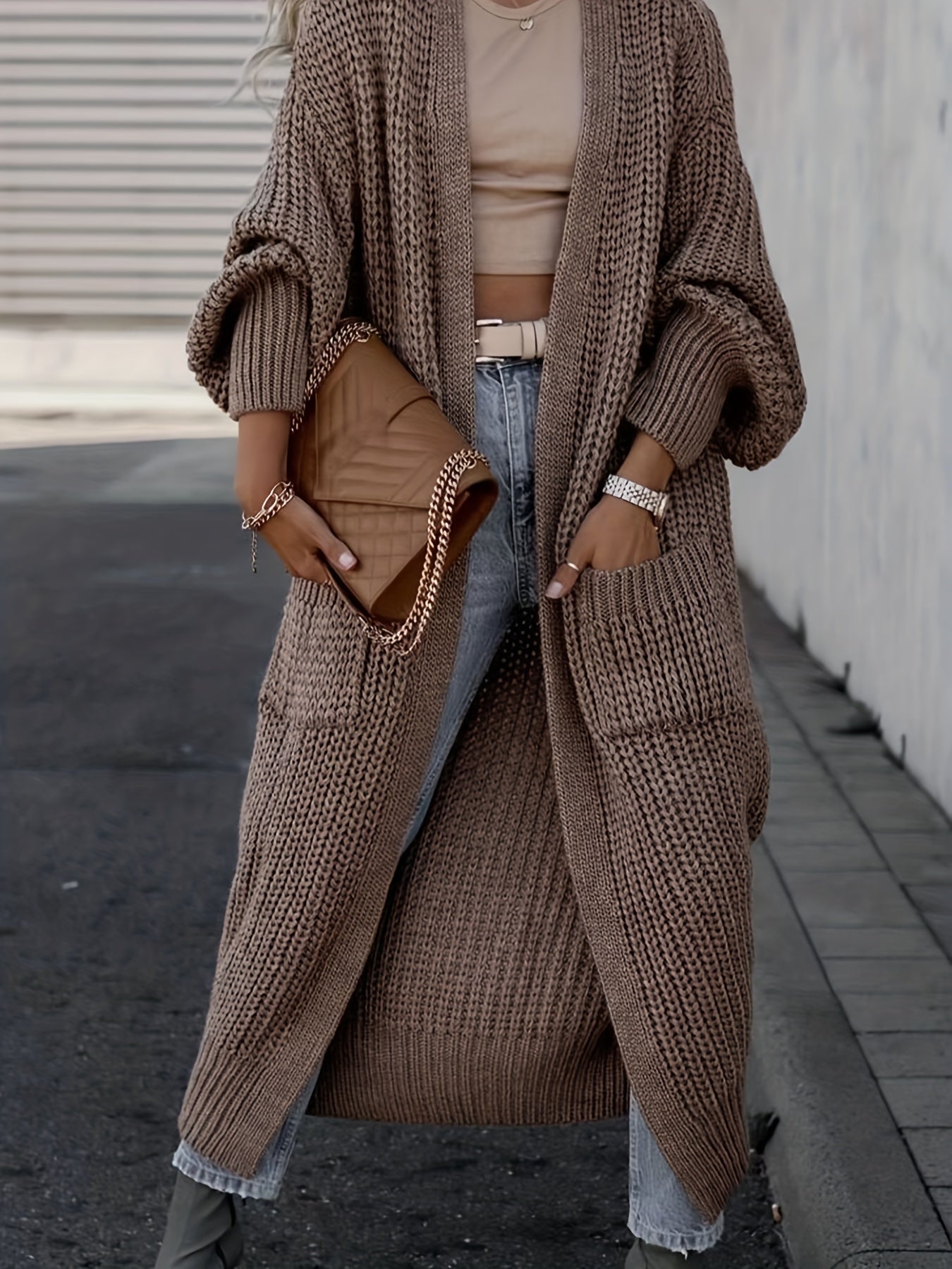 Longline Chunky Knit Cardigan | Open-Front Design | Soft Acrylic Blend | Versatile