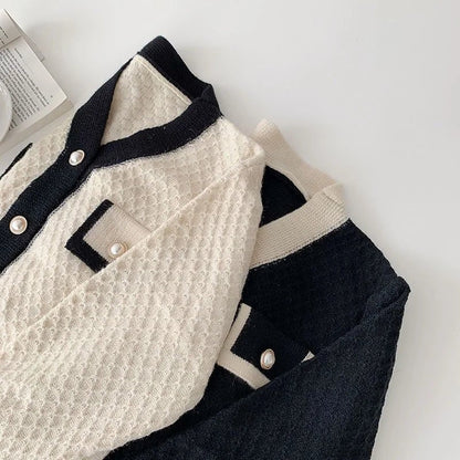 Contrast Trim Knit Cardigan | Button-Up Design | Soft Acrylic Blend | Elegant Everyday Layer
