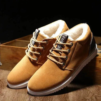 Men’s Faux Fur Lined Casual Shoes | Warm Lace-Up Sneakers | Non-Slip Sole