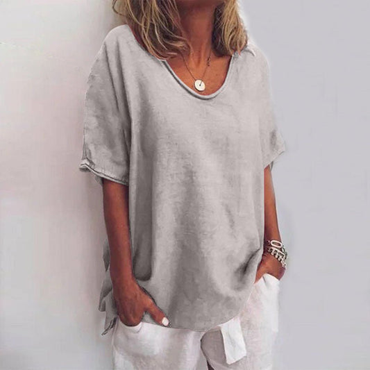 Relaxed Scoop Neck Tee | Lightweight Cotton Blend | Short Sleeve