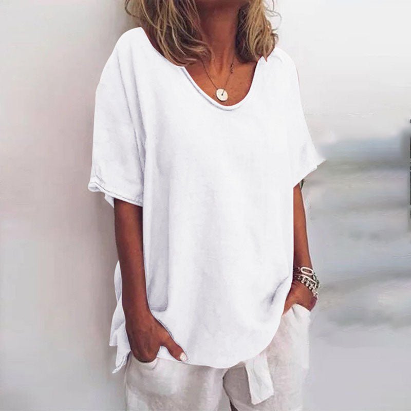 Relaxed Scoop Neck Tee | Lightweight Cotton Blend | Short Sleeve