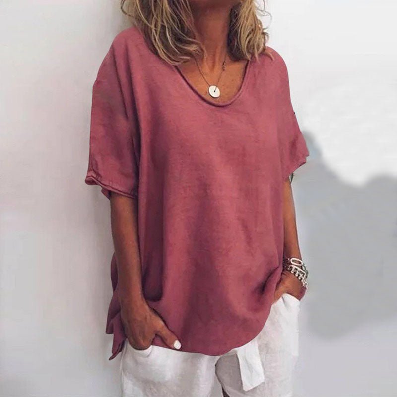 Relaxed Scoop Neck Tee | Lightweight Cotton Blend | Short Sleeve