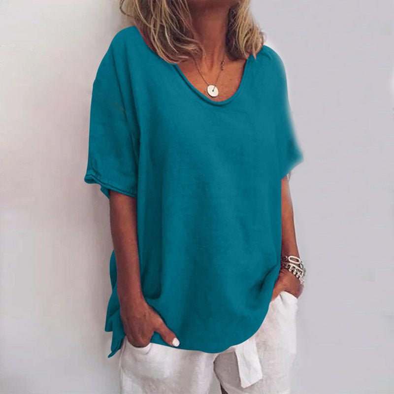 Relaxed Scoop Neck Tee | Lightweight Cotton Blend | Short Sleeve