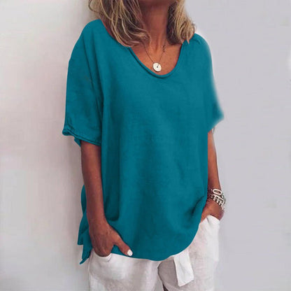 Relaxed Scoop Neck Tee | Lightweight Cotton Blend | Short Sleeve