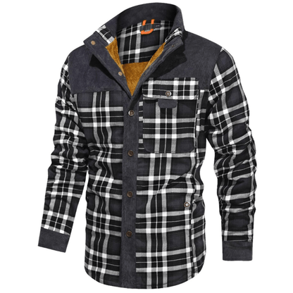 Men’s Plaid Overshirt | Contrast Yoke Shirt Jacket | Brushed Casual Layer