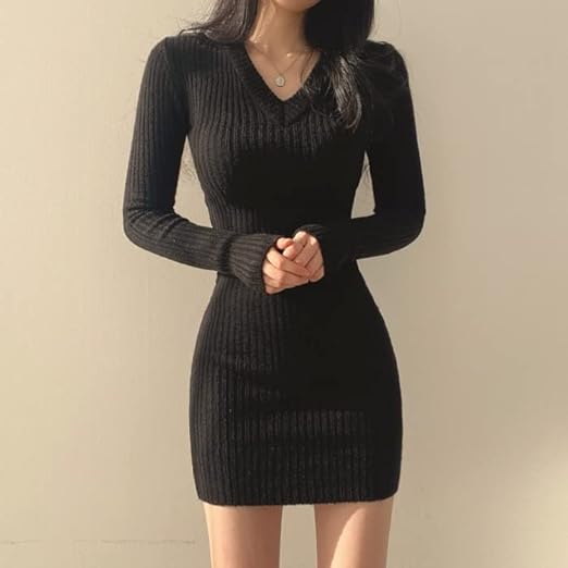 Ribbed Knit Sweater Dress | Slim Fit | Viscose Blend | Elegant Casual Wear