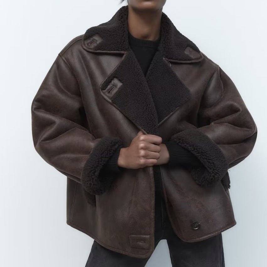 Oversized Faux Shearling Jacket | Warm & Stylish | Leather Look | Winter Essential