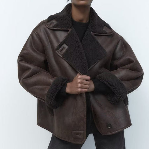 Oversized Faux Shearling Jacket | Warm & Stylish | Leather Look | Winter Essential