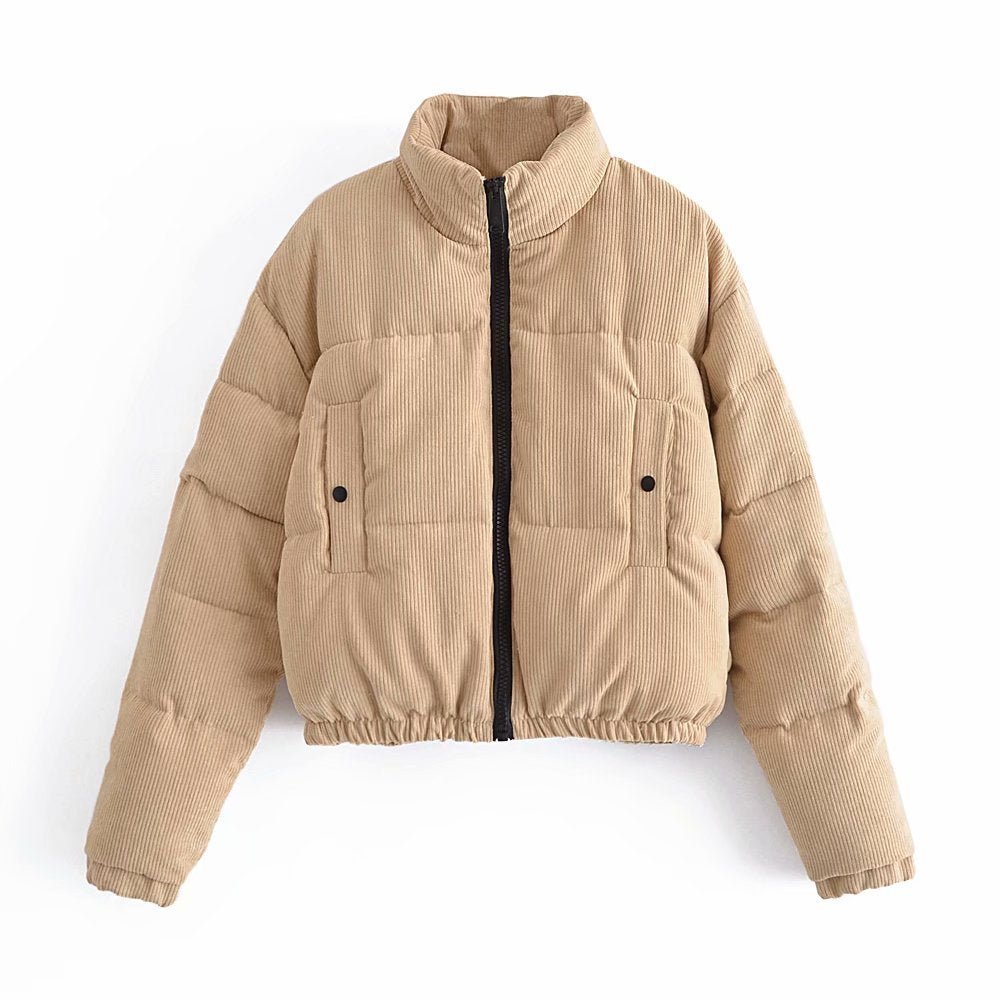 Cropped Puffer Jacket | Lightweight Insulation | Neutral Beige | Winter Casual