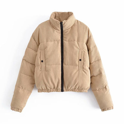 Cropped Puffer Jacket | Lightweight Insulation | Neutral Beige | Winter Casual
