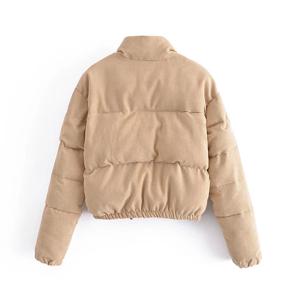 Cropped Puffer Jacket | Lightweight Insulation | Neutral Beige | Winter Casual