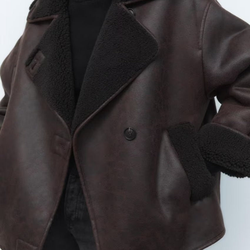 Oversized Faux Shearling Jacket | Warm & Stylish | Leather Look | Winter Essential