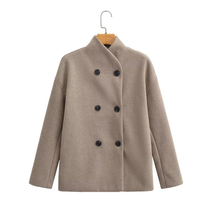 Double-Breasted Wool Blend Coat | Oversized Fit | Timeless Elegance | Casual Chic