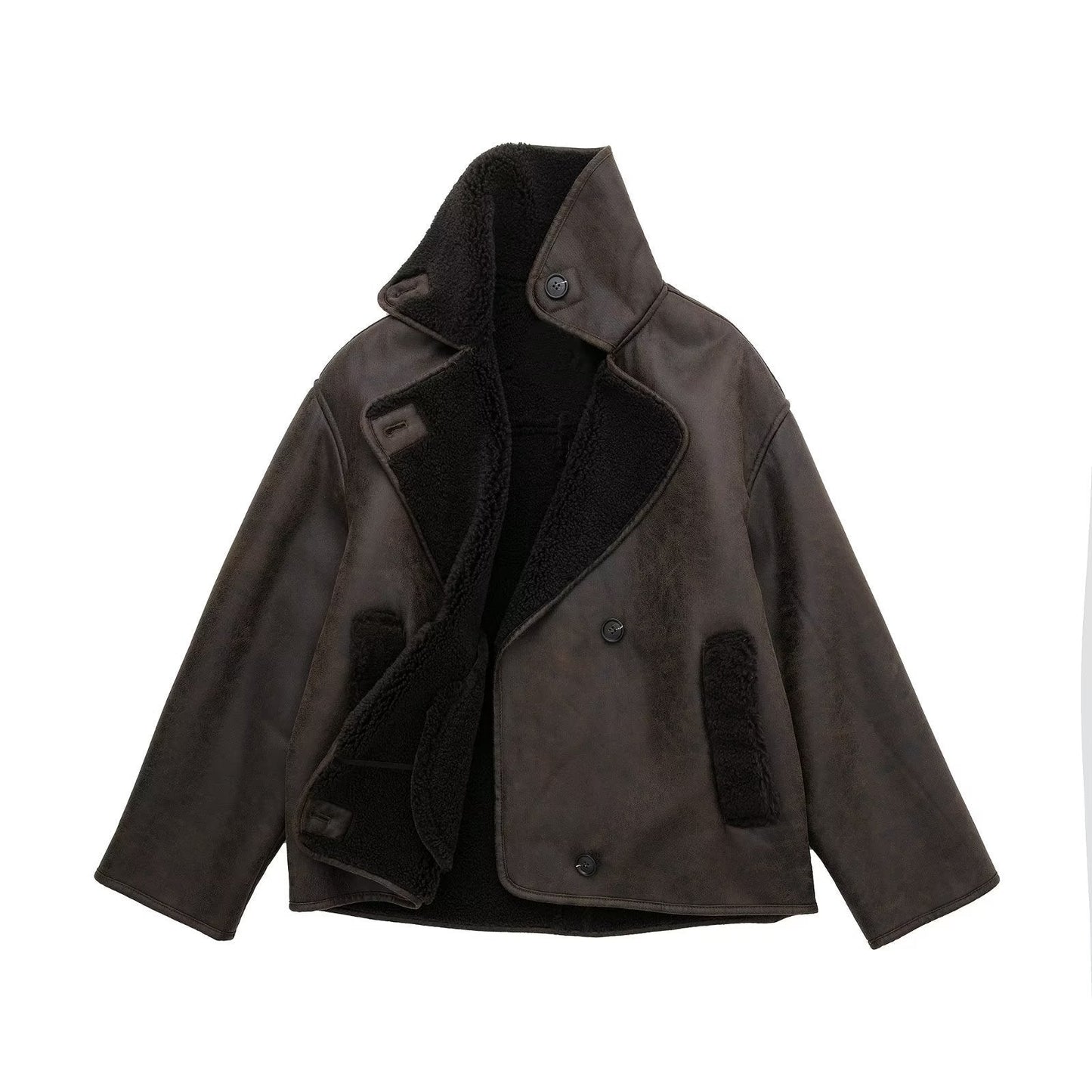 Oversized Faux Shearling Jacket | Warm & Stylish | Leather Look | Winter Essential