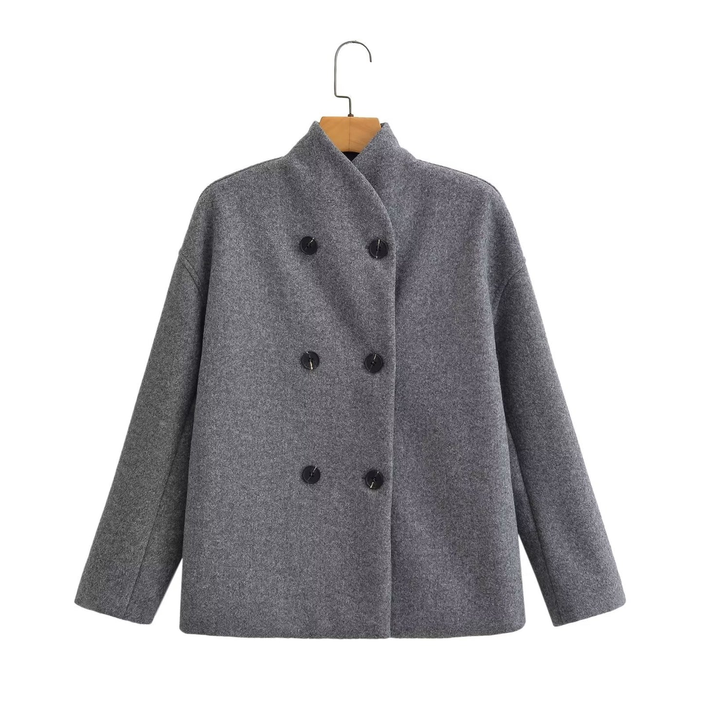 Double-Breasted Wool Blend Coat | Oversized Fit | Timeless Elegance | Casual Chic