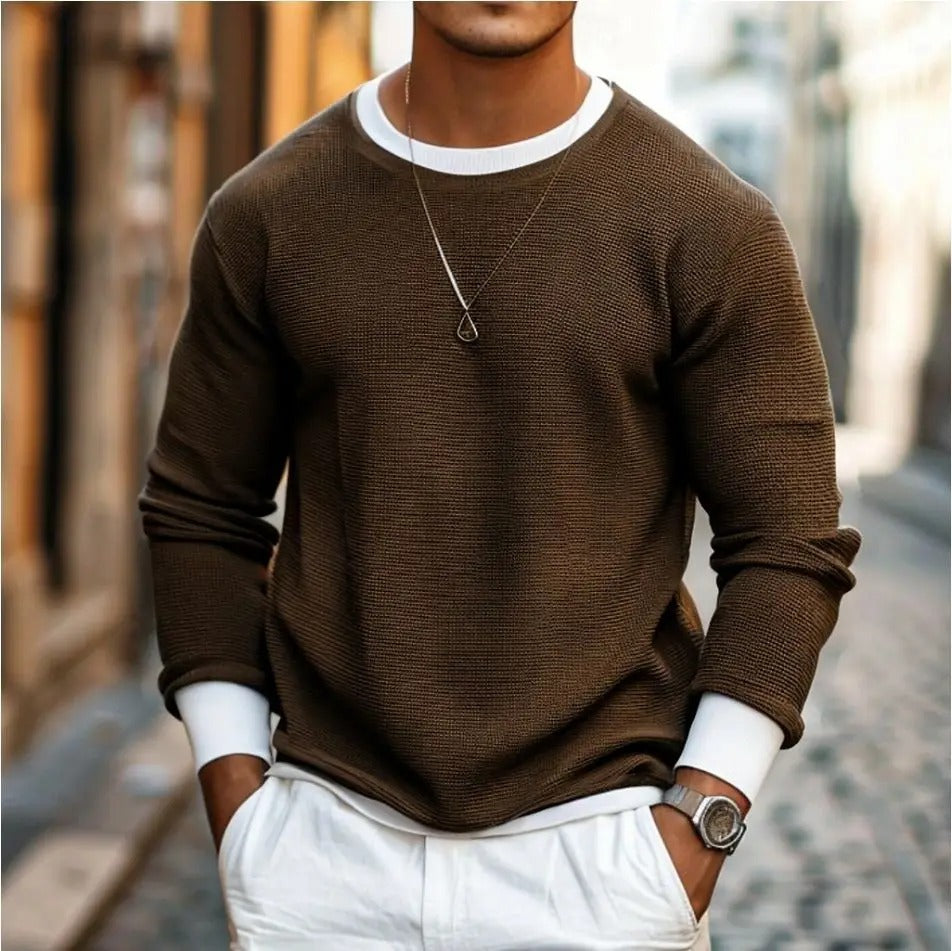 Textured Knit Crewneck Sweater | Lightweight Cotton Blend | Elevated Everyday Layer