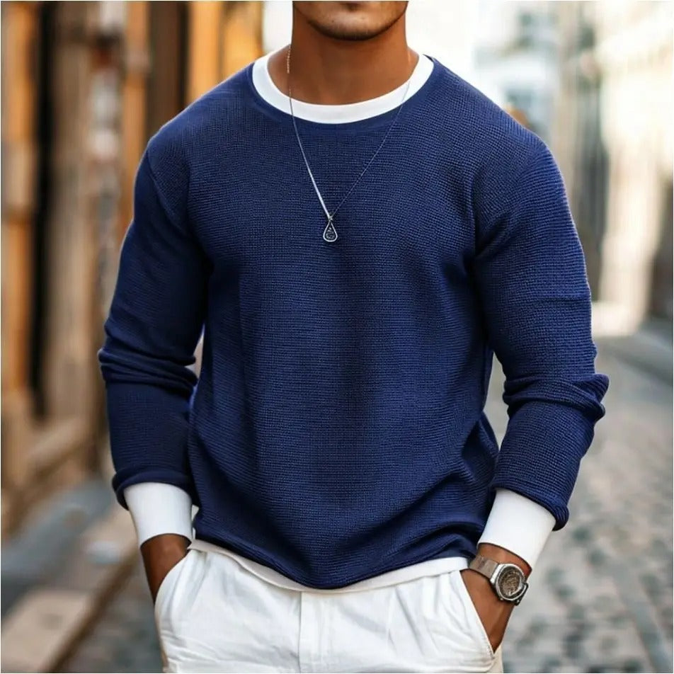 Textured Knit Crewneck Sweater | Lightweight Cotton Blend | Elevated Everyday Layer