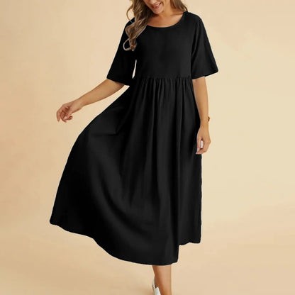 Relaxed Cotton Maxi Dress | Short Sleeve | Minimalist Everyday Style