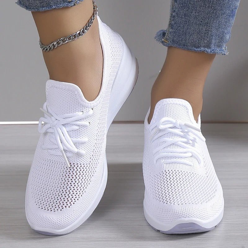Knit Platform Sneakers | Lightweight Walking Shoe | Cushioned Support Sole