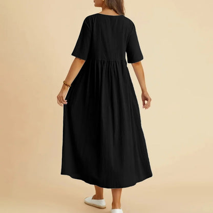 Relaxed Cotton Maxi Dress | Short Sleeve | Minimalist Everyday Style