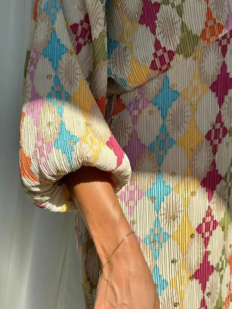 Pastel Harlequin Co-ord Set & Maxi Dress | Light Satin Feel | Geometric Boho Luxe