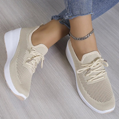 Knit Platform Sneakers | Lightweight Walking Shoe | Cushioned Support Sole