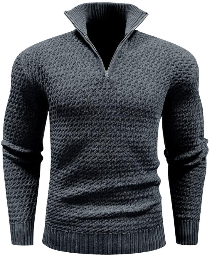 Men’s Textured Half-Zip Sweater | Ribbed Knit Pullover | Smart Casual Layer