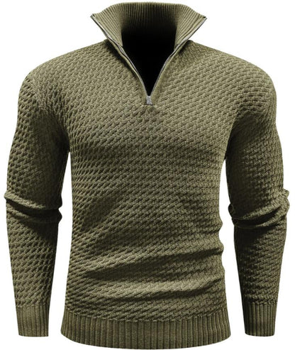 Men’s Textured Half-Zip Sweater | Ribbed Knit Pullover | Smart Casual Layer
