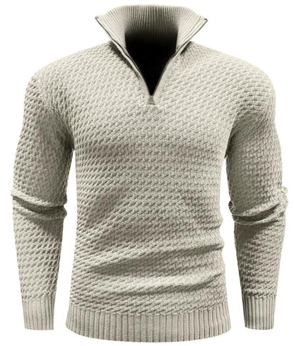 Men’s Textured Half-Zip Sweater | Ribbed Knit Pullover | Smart Casual Layer