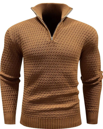 Men’s Textured Half-Zip Sweater | Ribbed Knit Pullover | Smart Casual Layer