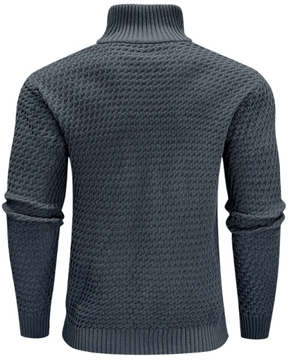 Men’s Textured Half-Zip Sweater | Ribbed Knit Pullover | Smart Casual Layer