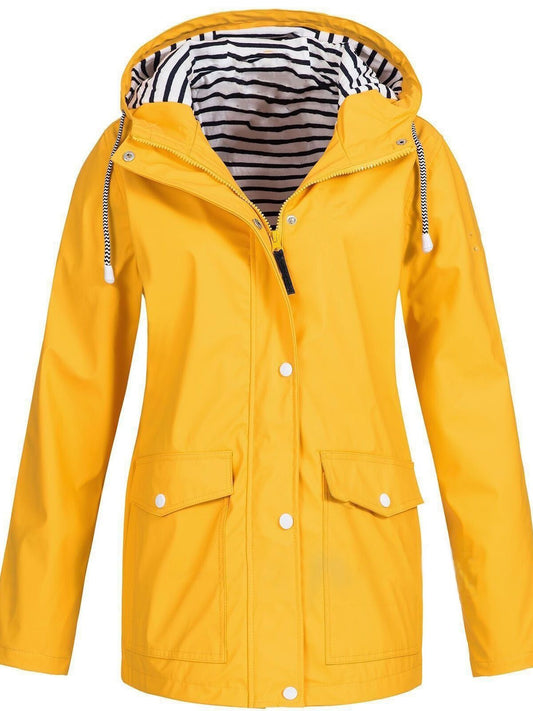 Waterproof Hooded Rain Jacket | Lightweight & Breathable | Striped Lining | All-Weather Wear
