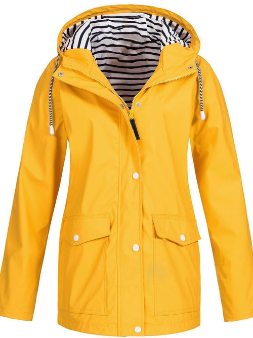Waterproof Hooded Rain Jacket | Lightweight & Breathable | Striped Lining | All-Weather Wear