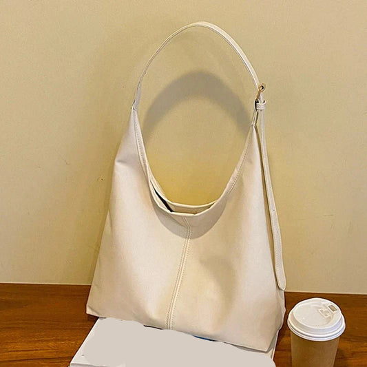 Minimalist Hobo Shoulder Bag | Soft PU Leather & Wide Strap | Slouchy Everyday Carry