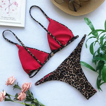 Leopard Print Bikini Set | Triangle Top & Low-Rise Bottom | Bold Swimwear Canada