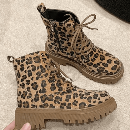 Leopard Print Lace-Up Boots | Chunky Sole | Bold & Stylish
