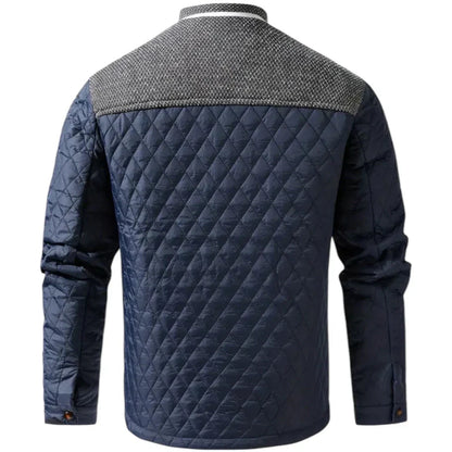 Men’s Quilted Utility Jacket | Mixed Fabric Panels | Fall Layering Essential