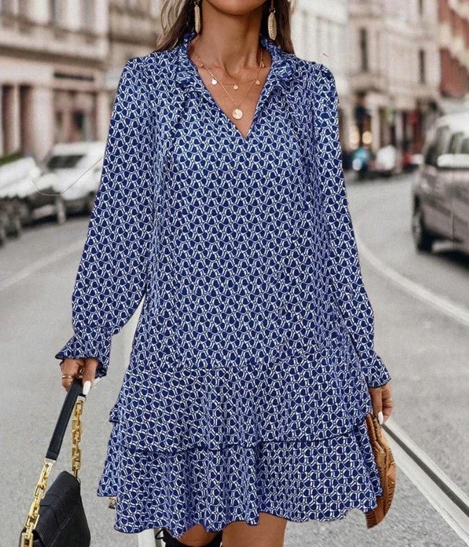 Printed Tiered Mini Dress | Long Flowy Sleeves | Lightweight Fabric | Everyday Elegance