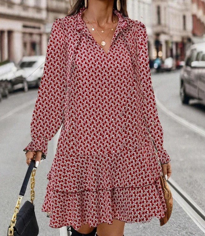 Printed Tiered Mini Dress | Long Flowy Sleeves | Lightweight Fabric | Everyday Elegance