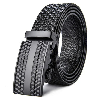 Men’s Textured Leather Belt | Automatic Buckle | Everyday Formal Accessory