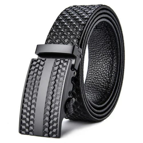 Men’s Textured Leather Belt | Automatic Buckle | Everyday Formal Accessory