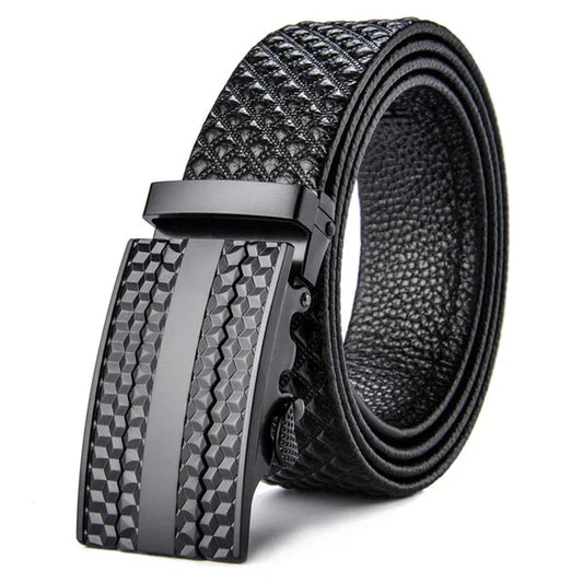 Men’s Textured Leather Belt | Automatic Buckle | Everyday Formal Accessory
